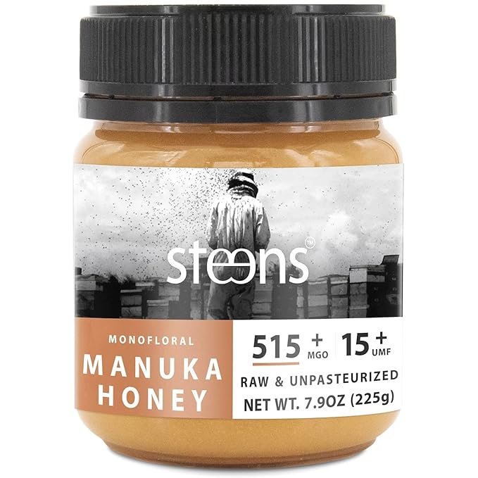 Steens Manuka Honey - MGO 515+ - Pure &amp Raw 100% Certified UMF 15+ Manuka Honey - Bottled and Sealed in New Zealand - 7.9 oz Jar