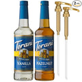 Torani Sugar Free Hazelnut Syrup and Sugar Free Vanilla Syrup Variety 2-Pack Coffee Syrups for Drinks Pumps Included 25.4 Fl Oz Ea