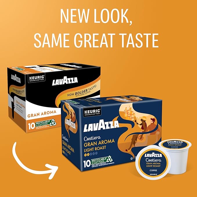Lavazza Costiera Gran Aroma Single-Serve Keurig K-Cup Pods Light Roast Coffee 60-Count Box (6 Packs of 10)