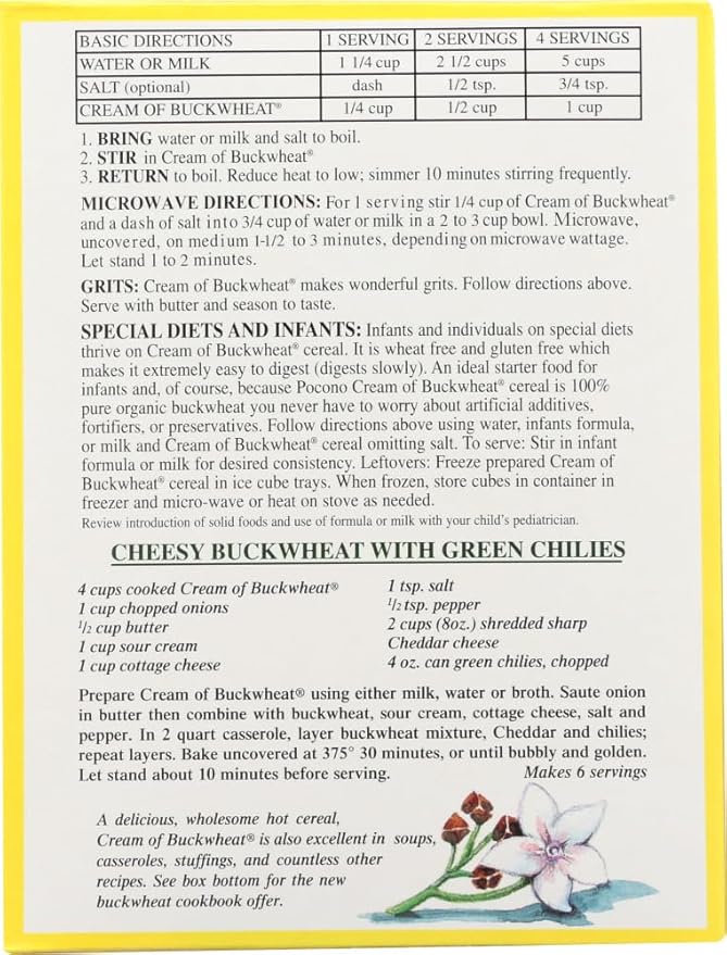 Pocono Organic Cream of Buckwheat Cereal (12x13 OZ) by Pocono