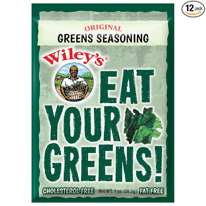 Wiley�s Green Seasoning 12 Packets Fresh Herbs and Spices for Collards Spinach Kale Turnip and Mixed Greens or Soup and Stew Ham and Bacon Flavored Blend