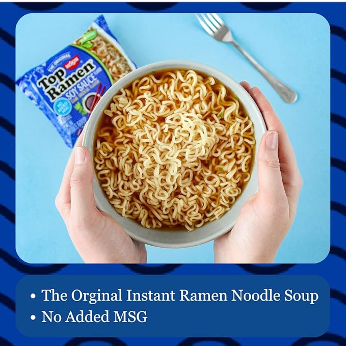 Nissin Top Ramen Noodle Soup Soy Sauce 3 Ounce (Pack of 48)