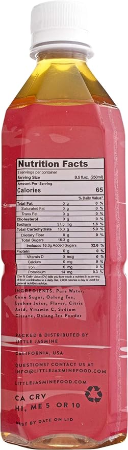 LITTLE JASMINE Lychee Oolong Tea 16.9 Fl Oz (Pack of 12)
