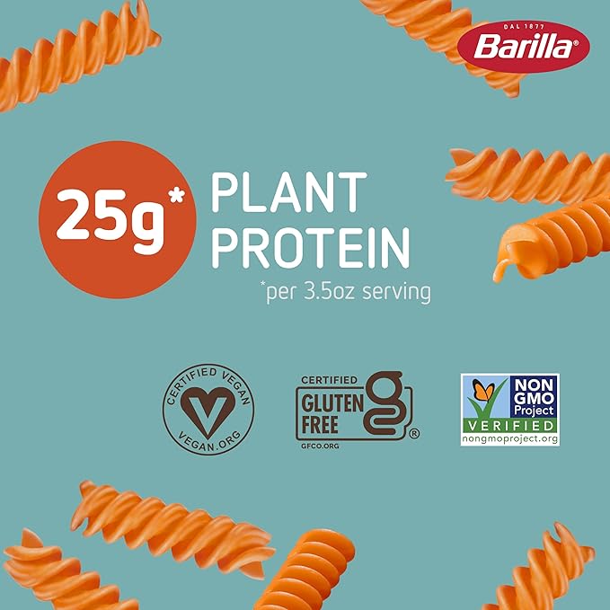 Barilla Red Lentil Rotini Pasta 8.8 oz (Pack of 10) - Gluten Free Non GMO &amp Kosher - Plant Based Protein Pasta