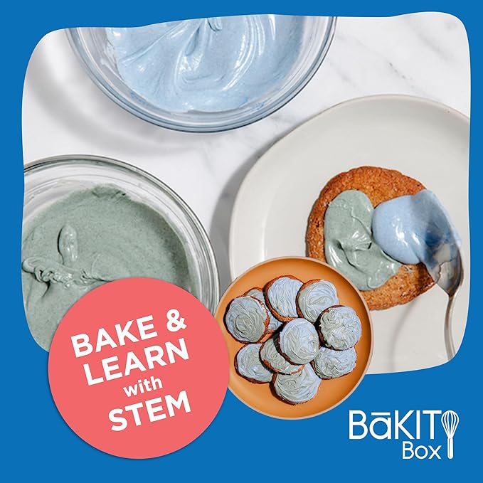 BāKIT Box Aurora Swirl Cookies Baking Kit for Kids STEM Science of Color Educational Activity Kit Learn Chromatography Color Mixing &amp More Includes Organic Food Coloring with Spirulina Ages