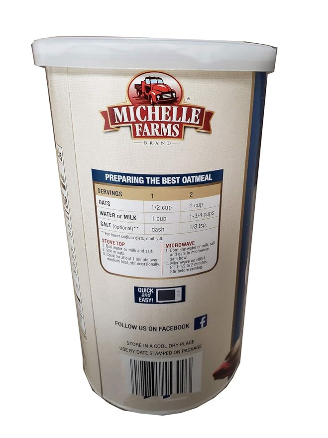 Michelle Farms Oatmeal QUICK OATS (Whole Grain) 16oz (4 Pack)