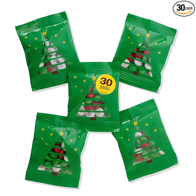 M&ampM’S WORLD Christmas Party Favors (30 Pack) Printed M&ampM’S With Festive Icons Christmas Candy for Party Treats Holiday Snacks Party Decor