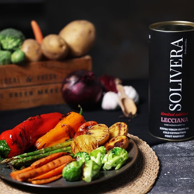 Solivera Lecciana Extra Virgin Olive Oil Cold Pressed Floral &amp Balanced 400+ High Polyphenols Gourmet &amp Healthy Organic Oil First Harvest Single-Origin Hand Picked Olive Oil