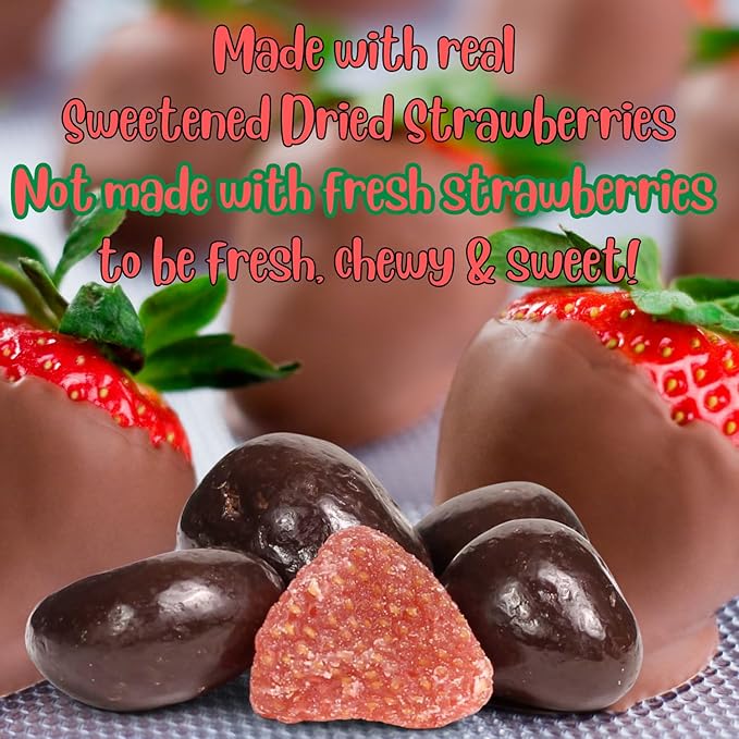 Dark Chocolate Covered Dried Strawberries by It's Delish 55 OZ Jumbo Container | Gourmet Dark Chocolate Covered Strawberry Fruit Snacks Bulk Chocolate Candy | Vegan Kosher