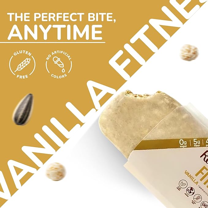 Rawmantic Fitness Vanilla Energy Bar (12 Mini Bars x 60g) – Organic Coconut Milk &amp Vanilla Protein Puffed Quinoa Sorghum Millet &amp Buckwheat - No Artificial Flavors Plant-Based Non-GMO &am