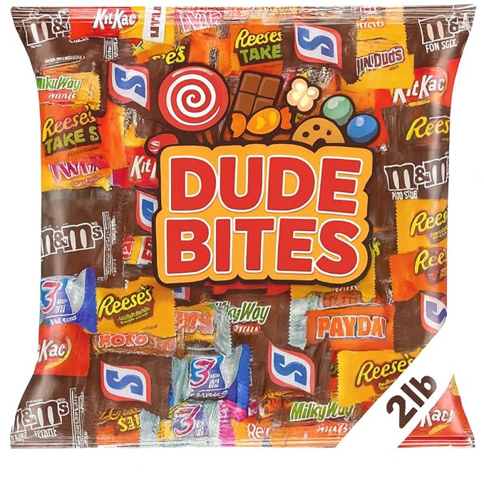 Assorted Mini Chocolate Bars – 2 LB Mixed-Brand Variety Pack – Individually Wrapped Candy Bundle Assembled by Dude Bites – Perfect for Easter Parties Holidays Office Bowls &amp Gifting - Premium N