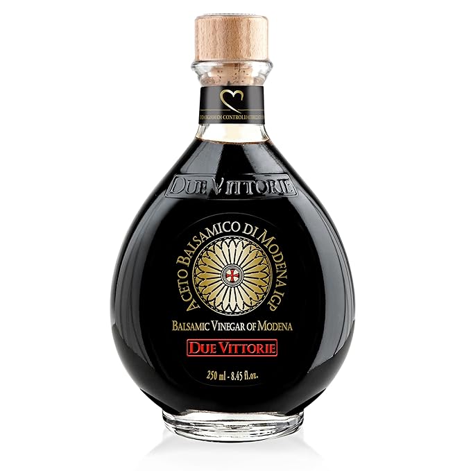 Due Vittorie Oro Gold Barrel Aged Balsamic Vinegar of Modena IGP With Cork Pourer All-Natural Extra Dense Premium Vinegar Aceto Balsamico di Modena IGP Italy - 8.45fl oz / 250ml