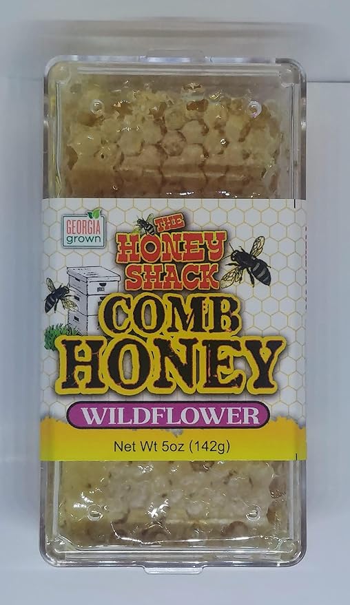 2 Pack Comb Honey 5 oz in Clear Cassette Gift Box Raw Pure Natural - From Georgia Wildflowers