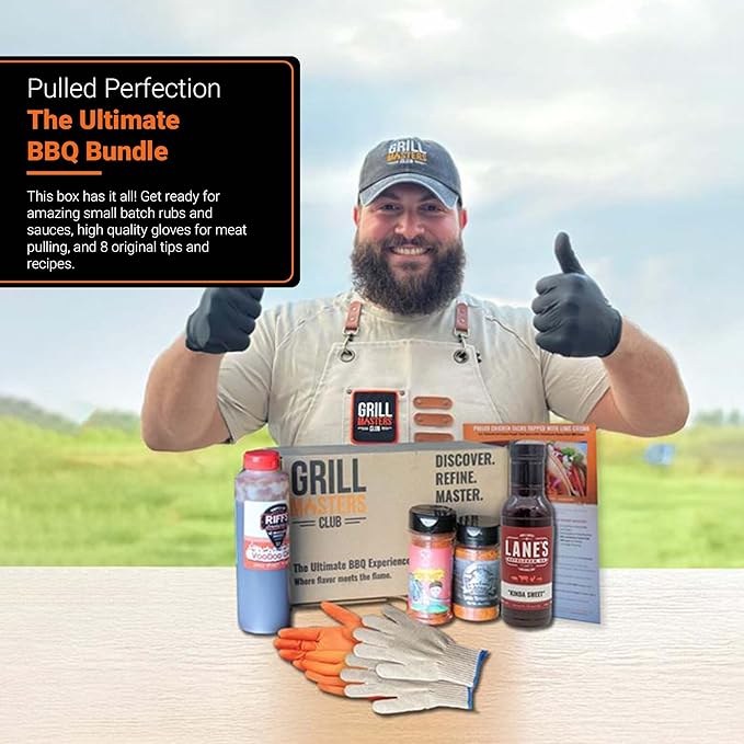Grill Masters Club Pulled Perfection BBQ Box | Premium BBQ Spices Sauces and Seasoning for the Ultimate Grill Master | Essential for Cooking Grilling and Smoking | Perfect Grill Gift for Men &amp