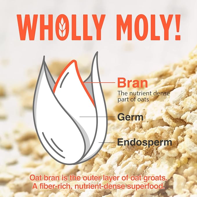 Wholly Moly! Oat Bran Instant Oatmeal Original 400g*4 Pack High Fiber No Sugar Added All Natural Vegan Friendly