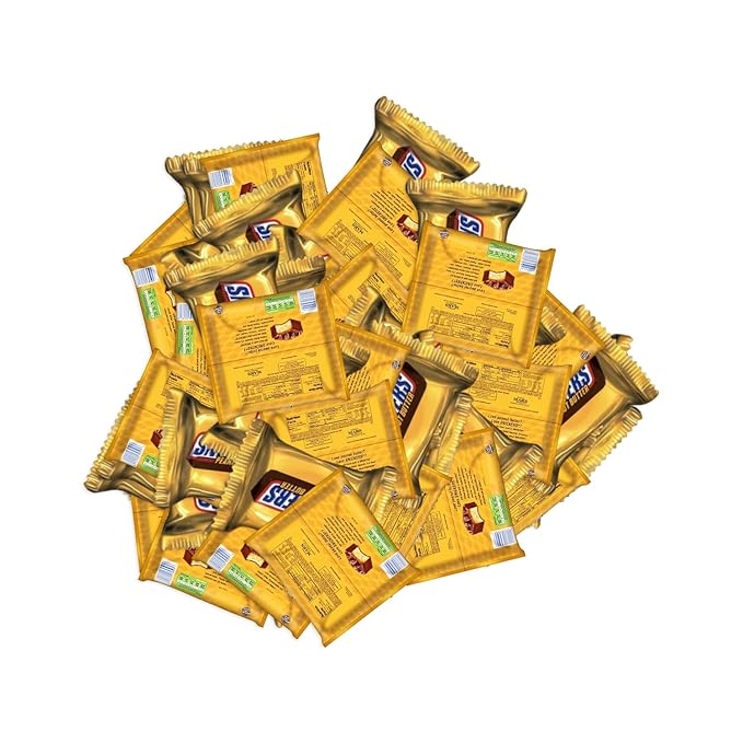 Snkrs Peanut Butter Chocolate Mini Bars - 1 lbs Fun Size Irresistible Mini Treats - Individually Wrapped Single Size Bulk Chocolate - Delicious Sweets for Valentines Day Holidays Pantry &amp Birthd