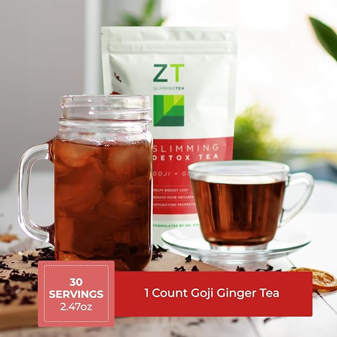 Dr. Zisman ZT Slimming - Goji-Ginger Herbal Tea Blend - Tea with Goji Berries &amp Ginger Root for a Refreshing Flavor - 30 Day Wellness Blend (30 Servings)