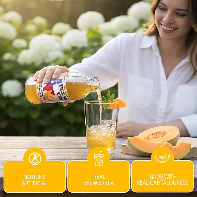 Texas Tea Pecos Cantaloupe White Tea Real Brewed White Tea with Real TEXAS Pecos Cantaloupes Non GMO No Preservatives Light and Refreshing Texas Brewed Tea 16 fl oz Pack of 12