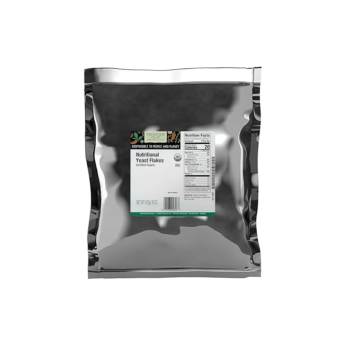 Frontier Co-op Organic Nutritional Yeast Flakes 16 Oz Bulk Bag - Essential B Vitamins Non-Irradiated Kosher Yeast - Parmesan Cheese Substitute