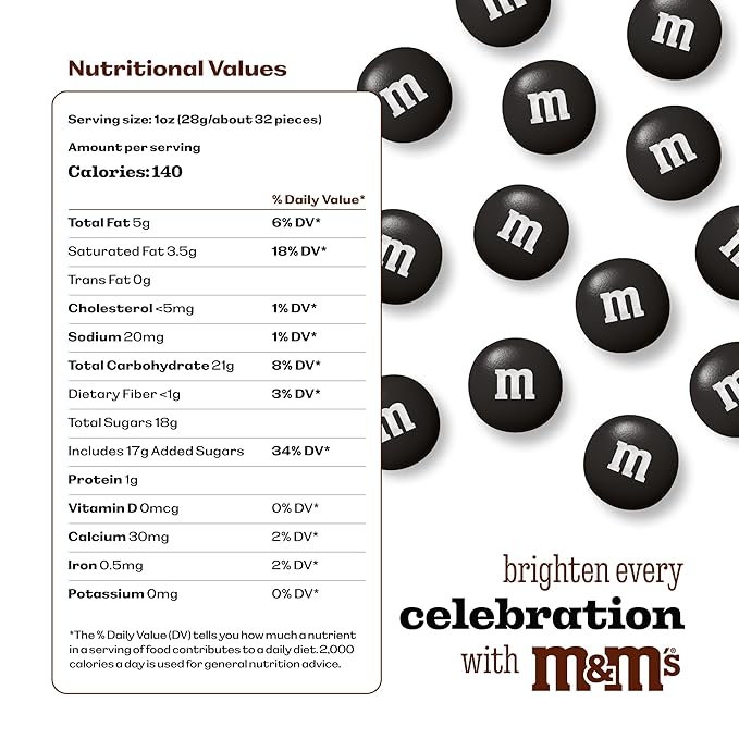 M&ampM'S Black Milk Chocolate Candy 2lbs Resealable Pack for Parties Halloween Birthdays Desserts