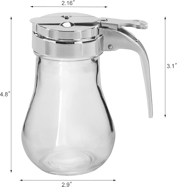 New Star Foodservice 22469 Syrup Dispenser with Chrome Plated Zinc Alloy Top 6-Ounce Set of 12