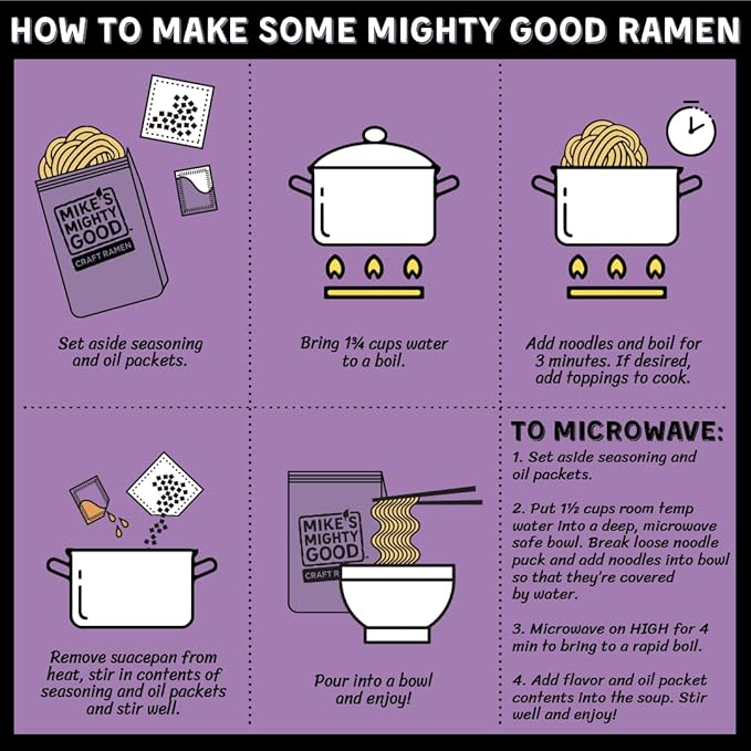 Mike's Mighty Good Craft Ramen Spicy Pork Tonkotsu Ramen Soup 2.4 Ounce (Pack of 7)