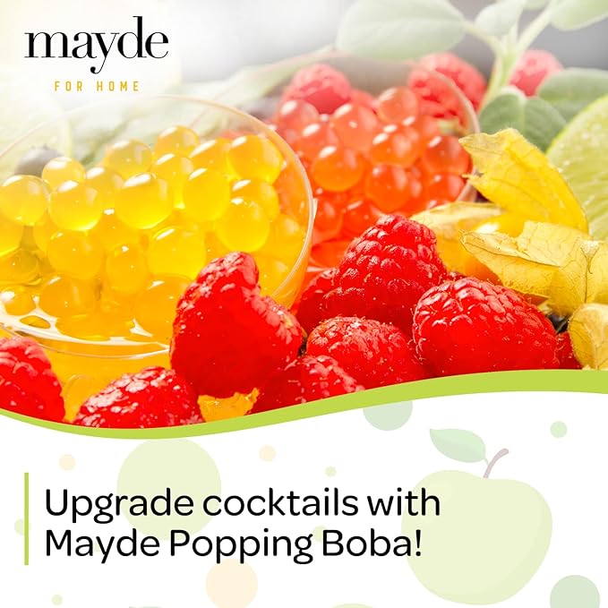 Mayde Popping Boba Pearls for Drinks Desserts &amp Breakfast Bowls (Green Apple Flavor 7 Pounds)