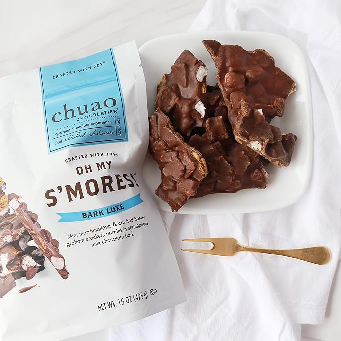 Chuao Chocolatier S'mores Bark Luxe Milk Chocolate | Gourmet Artisan European No Preservatives | For Gift Baskets Snacking| 15 oz
