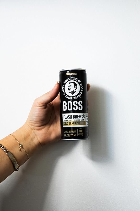 BOSS Coffee by Suntory - Japanese Flash Brew Original Black Coffee 8oz 12 Pack Imported from Japan Espresso Doubleshot Ready to Drink Keto Friendly Vegan No Sugar No Dairy