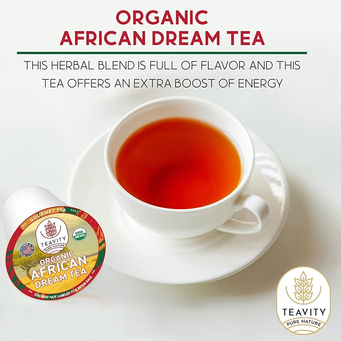 Organic Rooibos Tea Pods with Vanilla &amp Orange - Naturally Decaf Tea - African Dream by Teavity (24 Tea Pods)