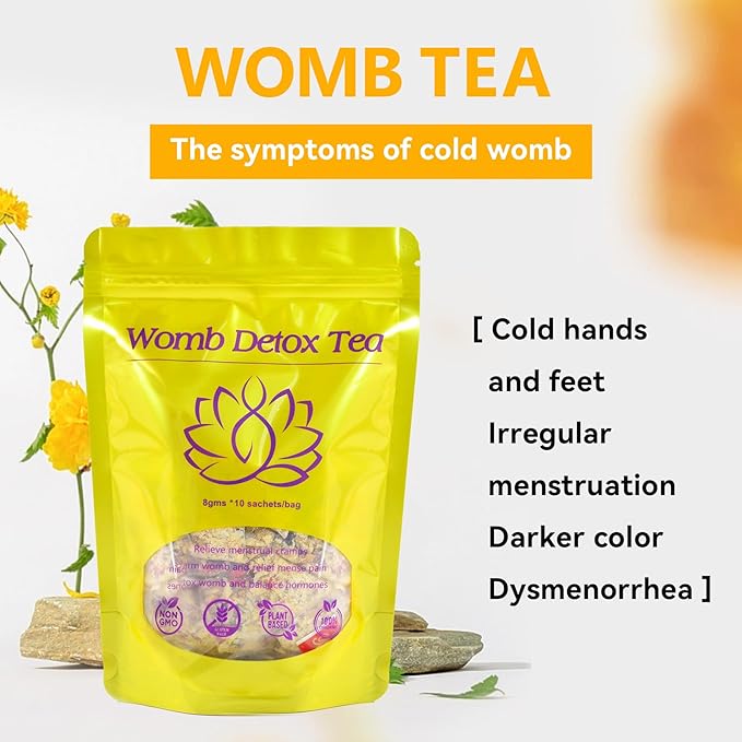 Aromlife Natural Womb Detox Tea Uterus Herbal Tea for Menstrual Uterus Detox &amp Cleanse with Natural Ginger Root Pcos Hormone Balance Tea Help for Ovary and Uterus Clean