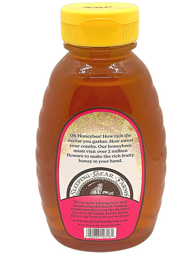 Wildflower Honey 16 oz. Bottle - Case of 12 Bulk Wholesale Honey Unpasteurized Unblended No Additives 100% Pure Honey