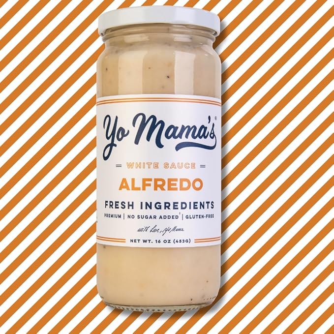 Yo Mama’s Foods Gourmet Keto Classic Alfredo Pasta Sauce | (3) 16 Ounce Glass Bottles | Low Carb Paleo Gluten Free Low Calorie and is Made with only the Freshest Ingredients!