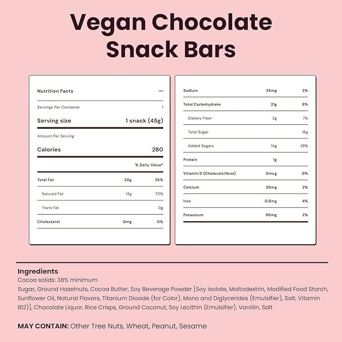 7TH HEAVEN Vegan Chocolate Snack Bars Caramelized Coconut Chocolate 100% Dairy-Free Kosher Sustainable Fair Trade Cocoa 1.6 oz each 6 Packs