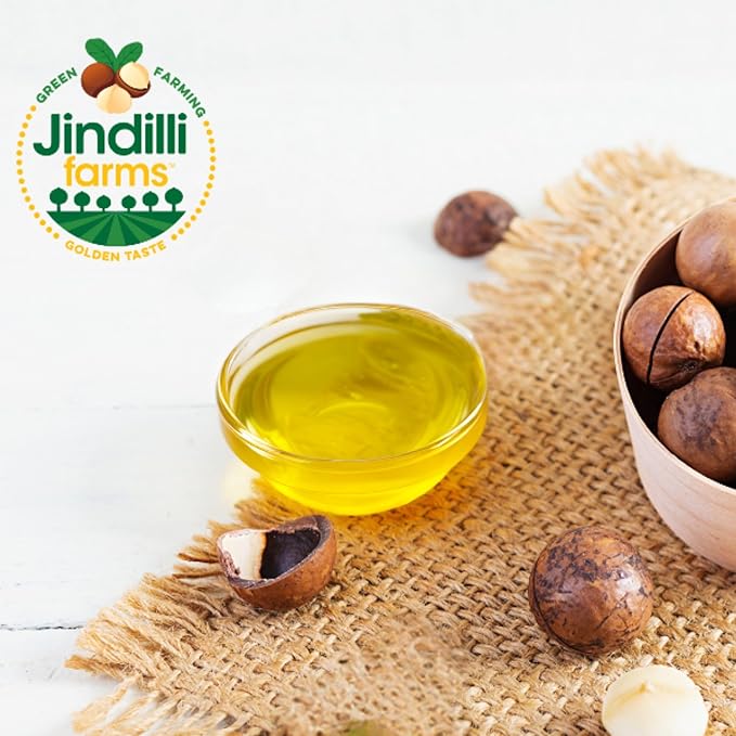 Jindilli Farms Macadamia Nut Cooking Oil- Australian Pure Cold Pressed Oil Unrefined Natural High Smoke Point for Frying Non GMO Vegan Keto Friendly and Gluten Free (16.9 fl oz)