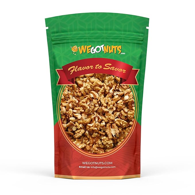 California Raw Walnuts- 3 Pounds Resealable Package-Fresh No Shell Unsalted-All Natural Dry Halves and Chopped Pieces-For Snacking Kids Baking Brownies Diet- Kosher Certified- by We Got Nuts