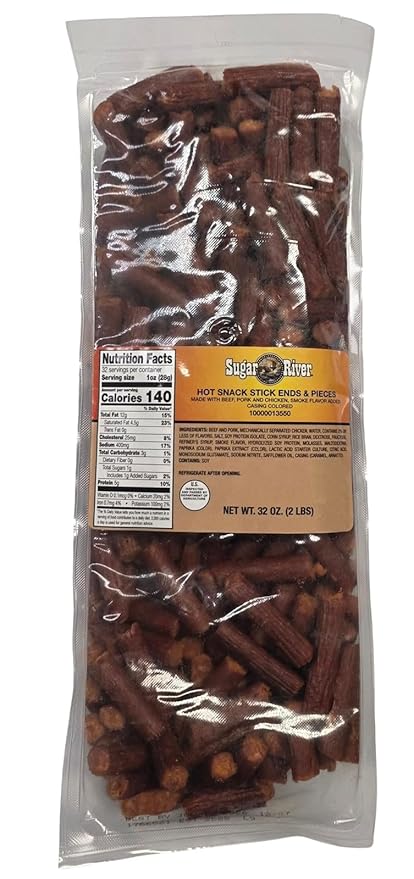 Sugar River Meat Snack Links Sticks Ends &amp Pieces 2lbs (Hot Snack Stick NOT vacuum sealed)