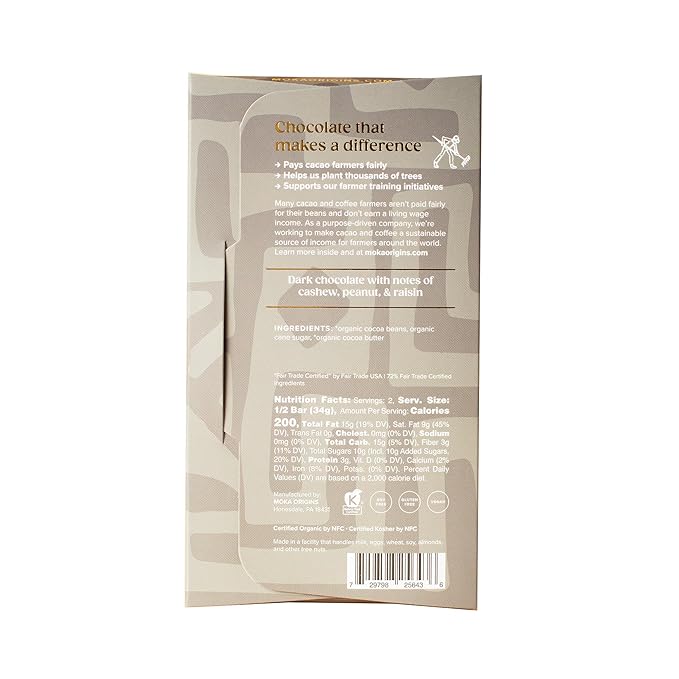 Moka Origins Organic Chocolate Bar Pack – Bean-to-Bar Direct &amp Fair Trade Small-Batch Ethically Sourced Gourmet Artisan Craft Chocolate (6-Pack Variety)