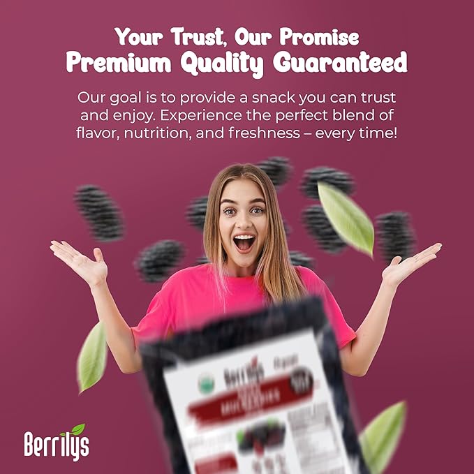 Dried Mulberries Black Organic Berrilys 3 LB Dried Mulberry Non-GMO Unsulfured Raw Healthy Snacking Great Ingredient for Baking Purposes Vegan Natural