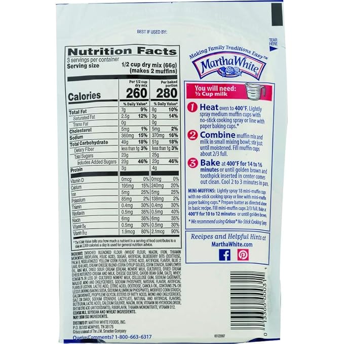 Martha White Blueberry Cheesecake Muffin Mix 7 Ounce (Pack of 12)