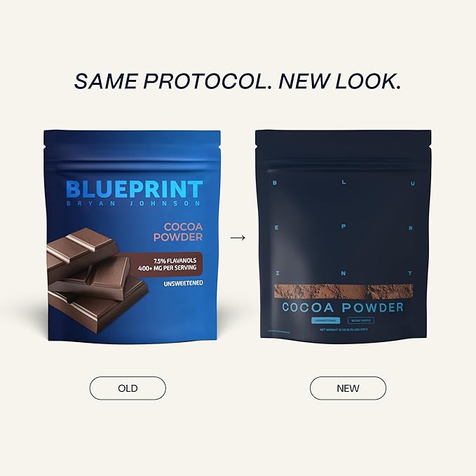 Blueprint Bryan Johnson Non Dairy Cocoa Powder – Elite Level Flavanols – 100% Pure Cocoa – Low Fat Unsweetened Cocoa – Undutched – Keto Friendly – Great for Baking Cooking &amp Smoothies – 12oz Bag