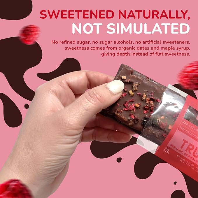 Rawmantic Dark Chocolate Berry Truffle (12 Mini Bars x 25g) – Blend of Dark Raw Chocolate Mixed Berries Pea Protein &amp More No Artificial Flavors Plant-Based Non-GMO &amp Kosher Guilt-Free S
