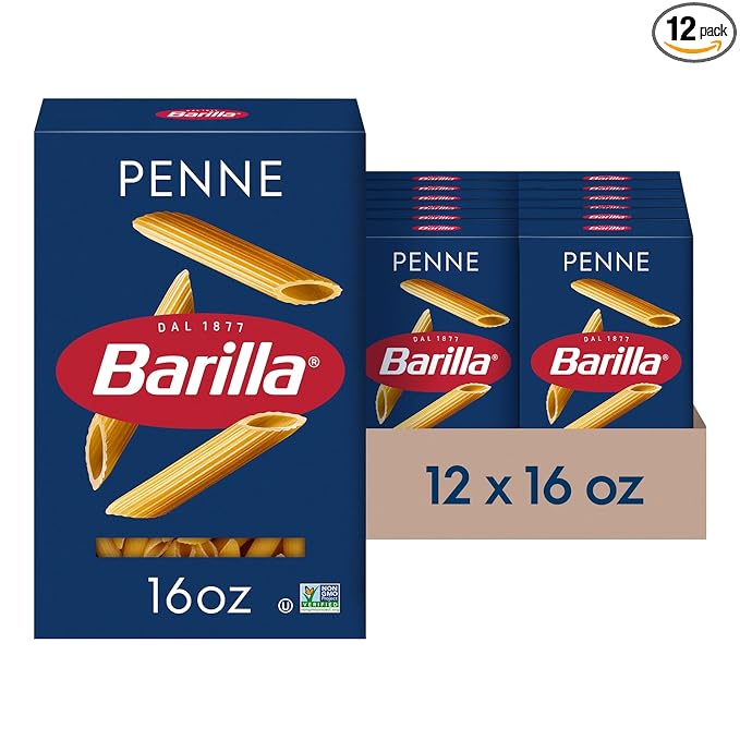 Barilla Penne Pasta 16 oz. Box (Pack of 12) - Non-GMO Pasta Made with Durum Wheat Semolina - Kosher Certified Pasta