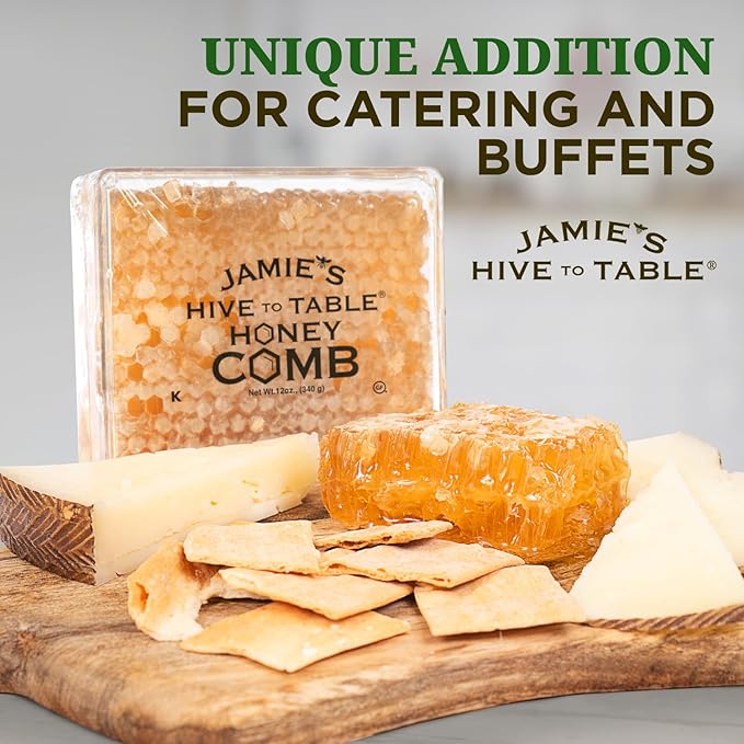Jamie's Hive To Table 100% Raw Honeycomb 72 Oz (Pack of 6) – All-Natural Pure Georgia Honeycomb – Fresh Georgia Honeycomb with Bee Pollen and Propolis No Additives or Preservatives Non-GMO