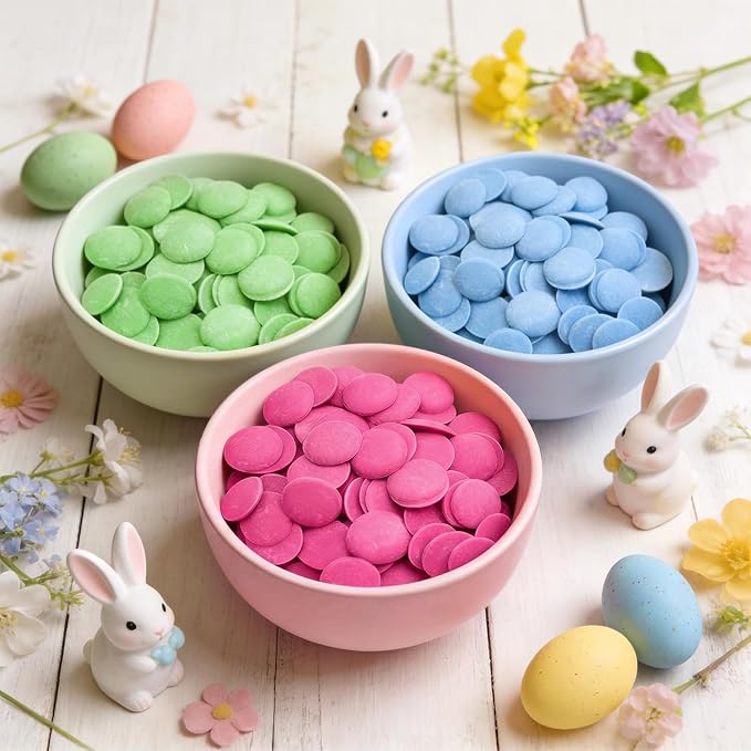 Easter Candy Melts 3 LB Pack – Pastel Blue Green &amp Pink Melting Wafers for Cake Pops Bunnies &amp Eggs – 3 Bags (1 LB Each) Candy Coating for Easter Treats Dipping &amp Decorating