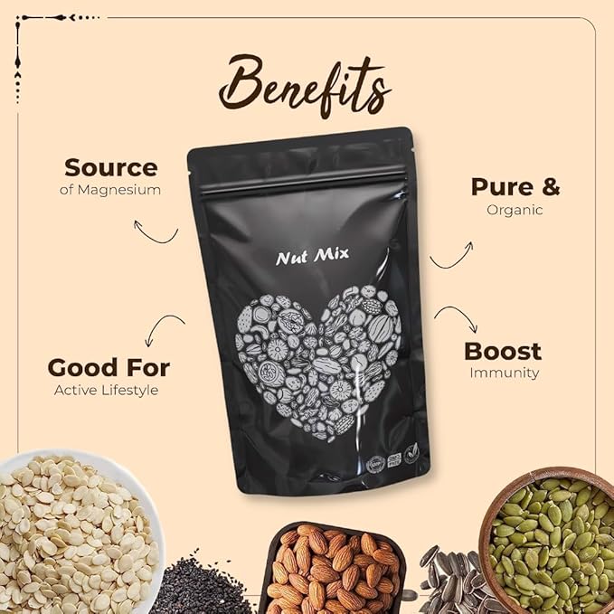 Generic Healthy Nuts Mix Natural Fresh Dried Fruits and Nuts Mix - Perfectly Balanced Dry Fruits Mixed Pack 9+ Nut Mix for Anytime Snacking -500 gm