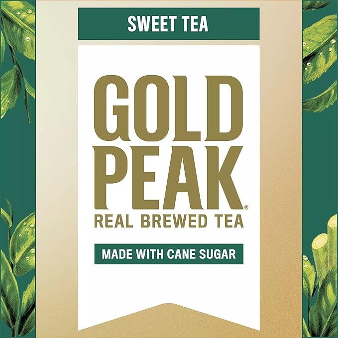 Gourmet Kitchn Gold Peak Naturally Sweet Real Brewed Tea Picked for Peak Taste Made with Cane Sugar -(18.5oz / 18pk per Box) Total 36 Bottles