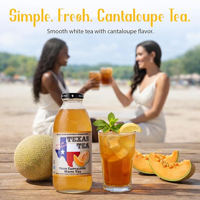 Texas Tea Pecos Cantaloupe White Tea Real Brewed White Tea with Real TEXAS Pecos Cantaloupes Non GMO No Preservatives Light and Refreshing Texas Brewed Tea 16 fl oz Pack of 12