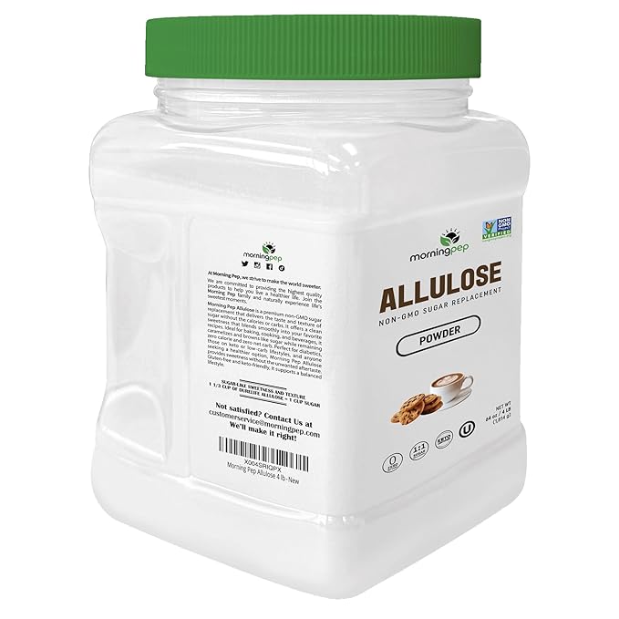 Morning Pep Allulose Sweetener 4 lb – Zero Calorie Sugar Alternative 100% Pure No Erythritol Non-GMO Project Verified Keto Certified OU Kosher No Fillers Ideal for Baking and Beverages