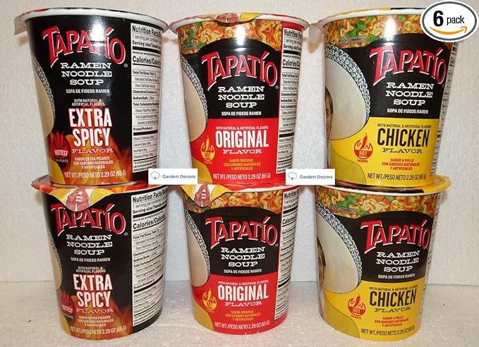 Tapatio Small Ramen Noodle Soup Original Chicken Extra Spicy 2.29oz 65g (Six Cups)